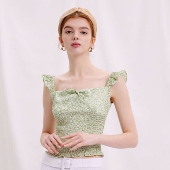 Petite Studio NYC Claire Top Mint Green Floral Size XS - Picture 2 of 5